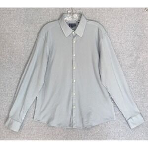 Jack Maverick Button Up Shirt Mens Large Light Blue Micro Houndstooth Stretch